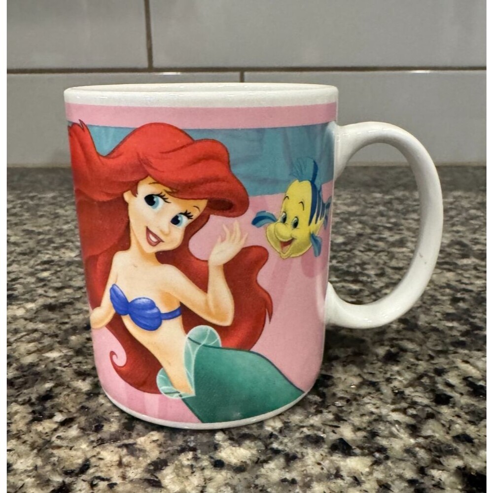 Vintage 1990s Disney Gibson The Little Mermaid Ariel & Flounder Coffee Cup Mug